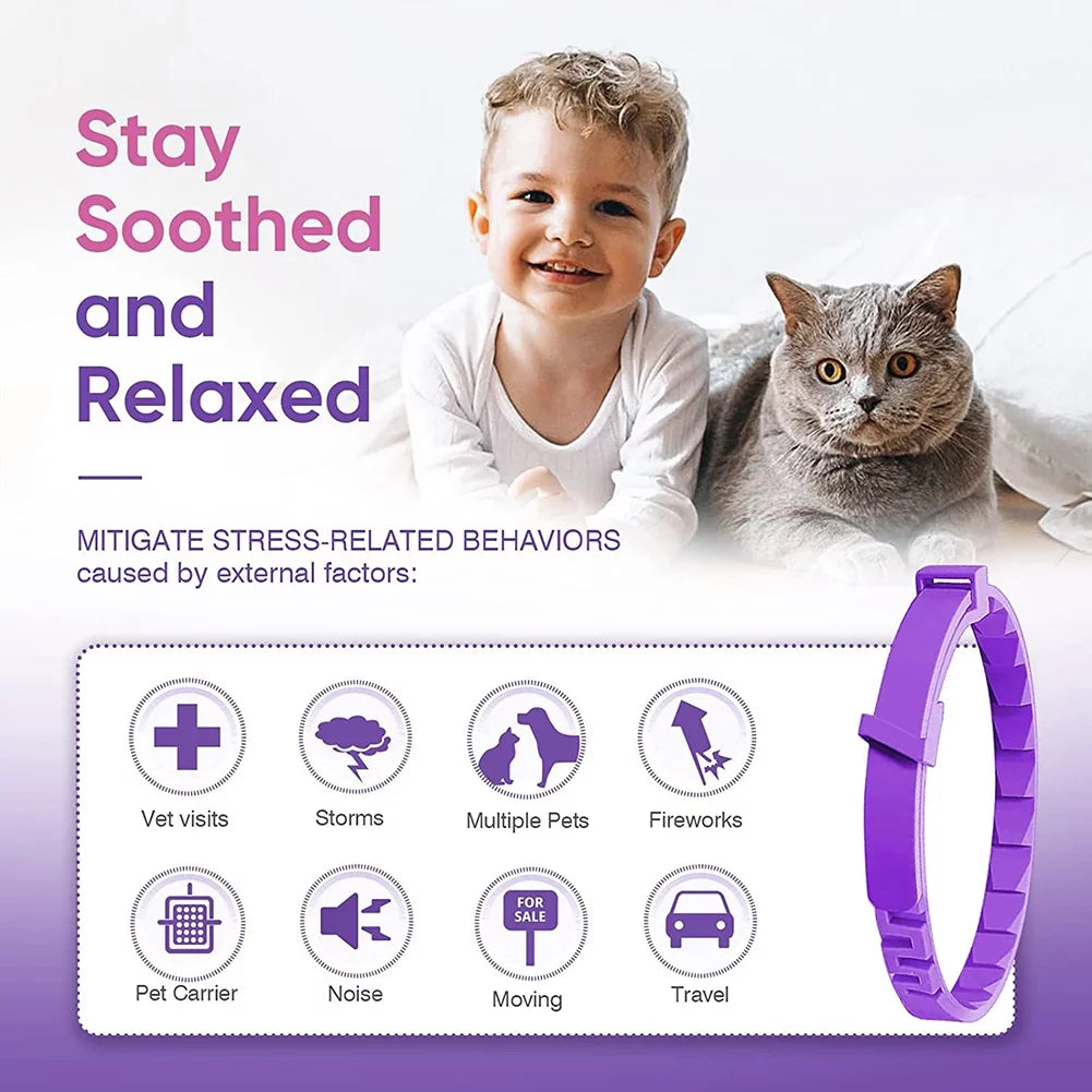 Portable Pet Calming Collars Long Lasting Stress Anxiety Relief Pet Neck Accessories for Cats Dogs