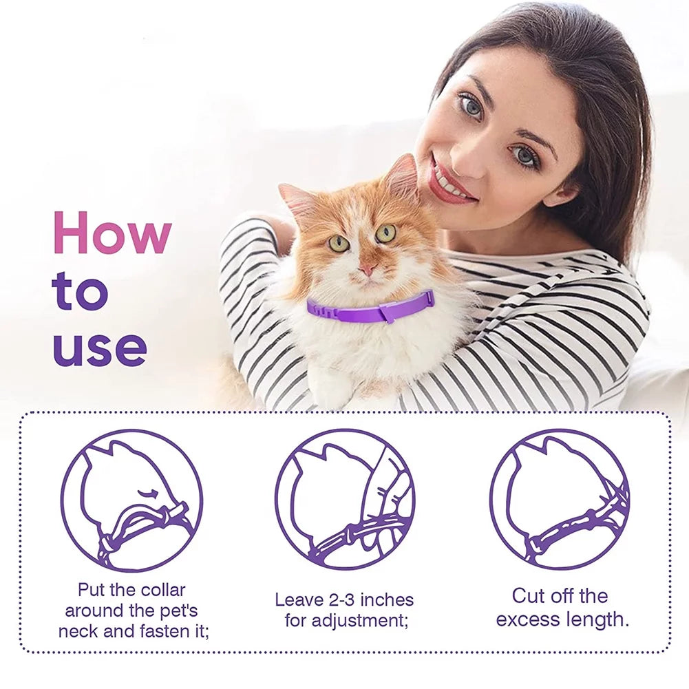 Portable Pet Calming Collars Long Lasting Stress Anxiety Relief Pet Neck Accessories for Cats Dogs