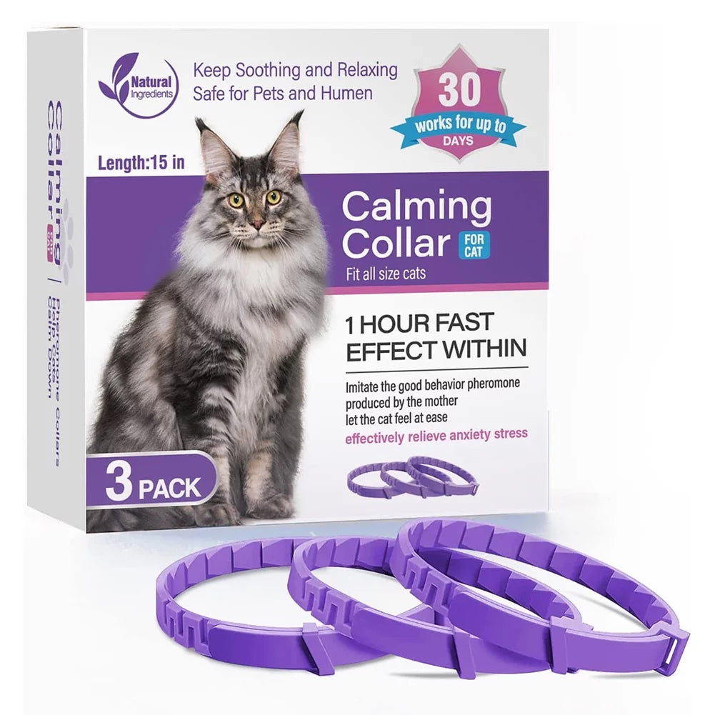 Portable Pet Calming Collars Long Lasting Stress Anxiety Relief Pet Neck Accessories for Cats Dogs