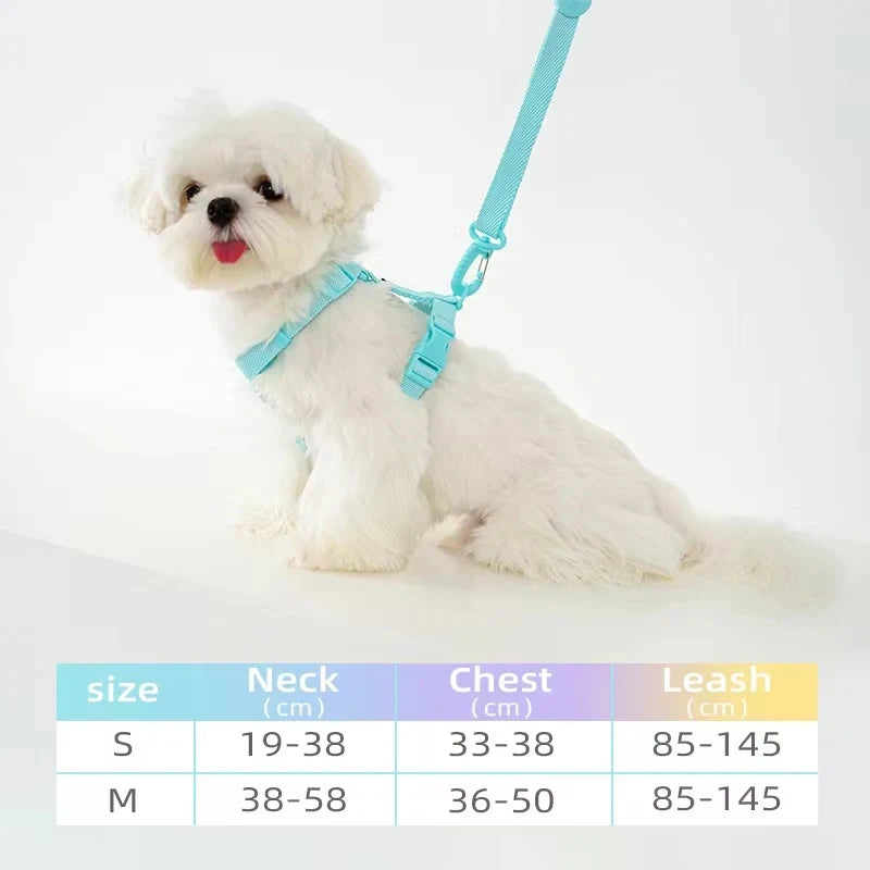 Dog Harness Dog Collar Dog Leash Macarone Color Cat Accessories Pet Small Dog Accessories Small Dog Harnessdog Supplies